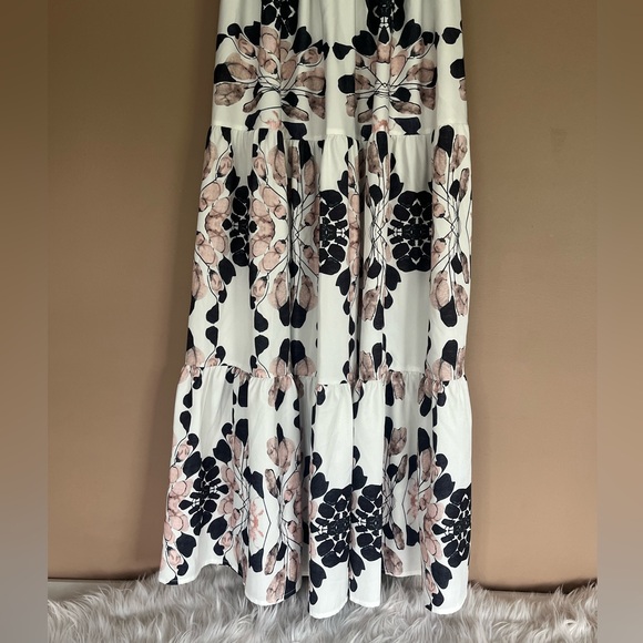 {Sunday Up} Smocked Off The Shoulder Puff Sleeve Floral Midi Dress - Size Small - Picture 7 of 9